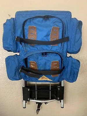 $74.87 • Buy Vintage 1970s Kelty External Frame Hiking 7 Pocket Backpack Blue Medium