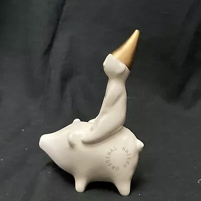 Original Maileg Pixie Riding On Pig Porcelain Figurine Denmark Gold Hat • $49.99
