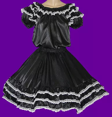 Black Square Dance Dress Outfit  Blouse Skirt Waist 25 -32  • $35.95