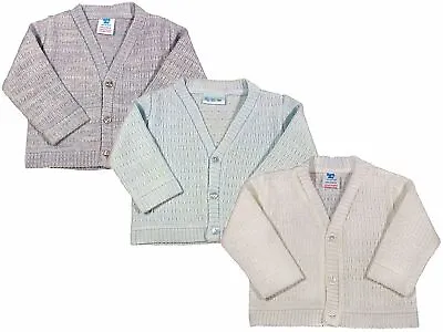 Baby Boys Cardigan V Neck Cable Knitted Knit  • £7.99