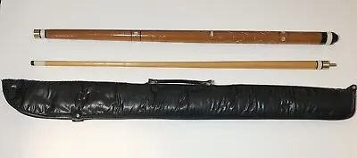 Vintage Billiards 2-Piece Pool Cue 57 In Pearloid Inlays Engraved Wood 19oz • $39.99