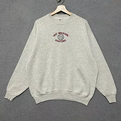 Vintage 90s Lady Wolverine Volleyball Crewneck Sweatshirt Adult XL Gray Pullover • $24