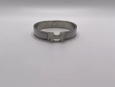 Hermes Clic H Bracelet Enamel White/Silver • $395