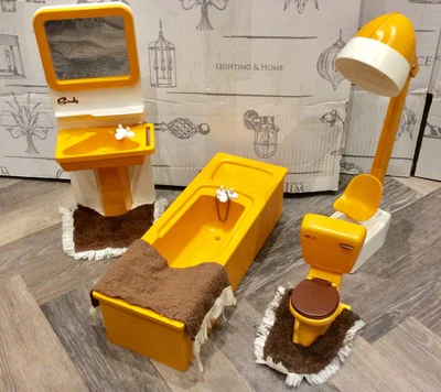 £12.99 • Buy Vintage ..Sindy .. Orange Bathroom Set & Hair Dryer .. With Accessories.. (2)