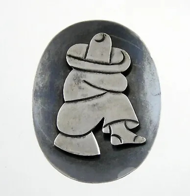 Vintage Mexico SOSA Sterling Silver Sitting Rancher Person Pin Pendant 925 6.9g • $36