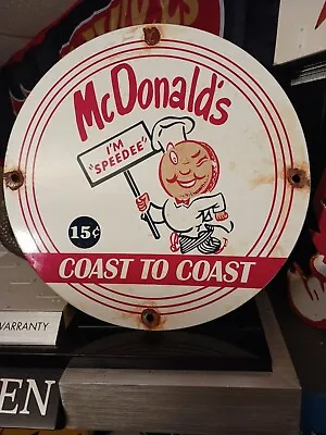 Vintage Mcdonalds Porcelain Sign Fast Food Hamburger Restaurant Diner  • $175