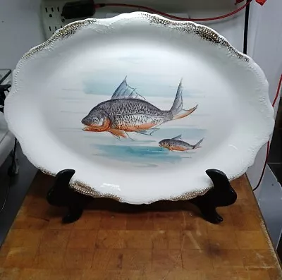 Vintage Fine Vitreous Porcelain K. T. & K. Co Oval Fish Painted Platter  • $0.99