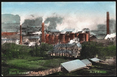 £20 • Buy Hand Colour Tinted Print Postcard Blast Furnaces-ebbw Vale Steel Works & Town 