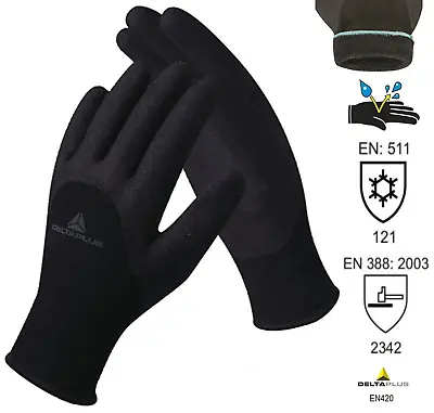 Delta Plus Hercule Vv750 Black Coldstore Thermal Insulated Safety Work Gloves • £7.95
