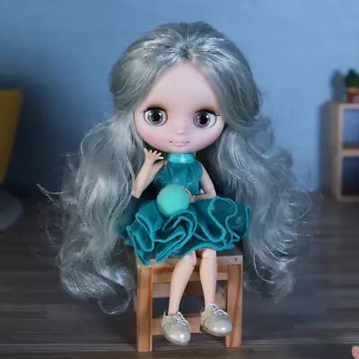 Blythe Doll With Dress Shoes Full Set BJD Middle 8  BJD Wavy Hair Matte Face Toy • $56.52