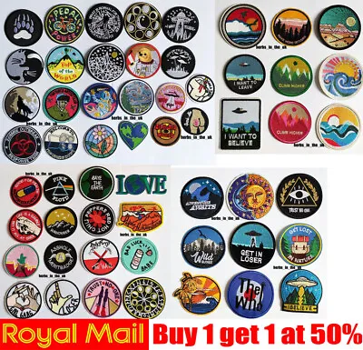 £2.78 • Buy Popular Round Sew Iron On Patch Badge Transfer Fabric Jeans Applique Crafts