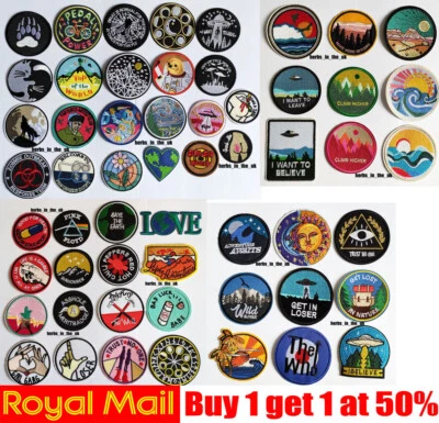 Popular Round Sew Iron On Patch Badge Transfer Fabric Jeans Applique Crafts • $3.78