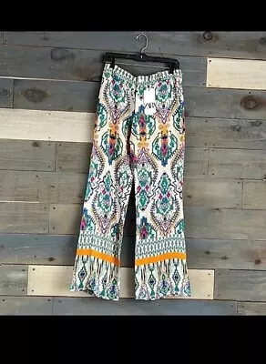 NWT Zara Bloggers Fav Bright Print Flowy Flared Pants Size M • $39.99