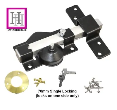 Single Locking Long Throw SECURITY Gate / Garage Lock Bolt Rim Lock 5 KEYS 70mm • £24.52