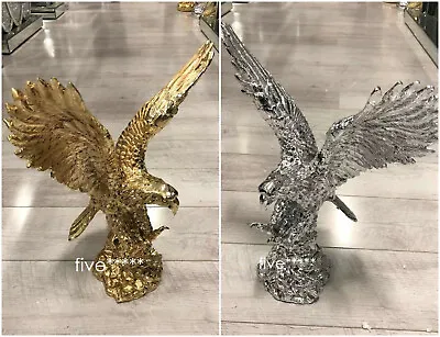 Large Italian Luxury Eagle Bird Ornament GOLD SILVER Romany Ceramic Animal Wing • £59.99