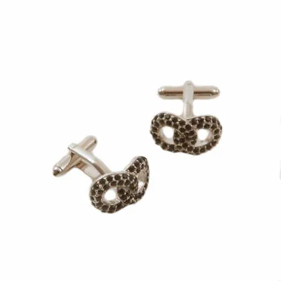 £9.95 • Buy Entwined Dress Cufflinks Set With Black Diamante Crystals  NEW  