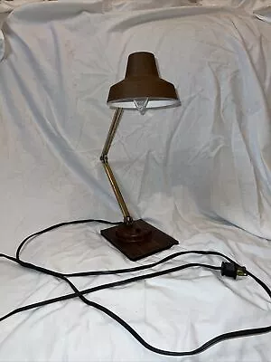 VINTAGE 1960s MCM TENSOR Model 400 Brown Adjustable Desk Lamp TESTED WORKS • $24.70