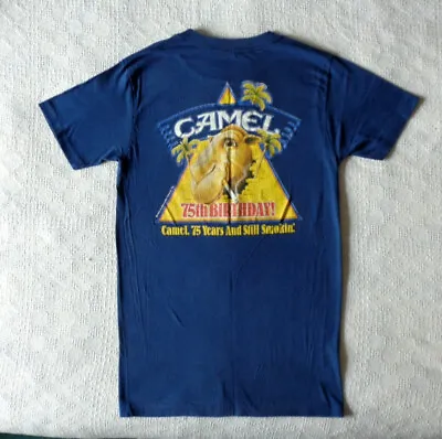 $25.99 • Buy Vintage 1988 SMOKIN JOE CAMEL 75th Birthday Short Sleeve T-Shirt USA Dusky Blue