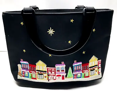 Kim Rogers Embroidered Christmas Purse North Star Holiday Village Pocketbook • $18.99