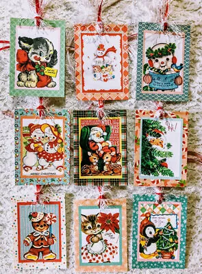 (9) Tags~Vintage Christmas Retro~Handmade Gift & Hang Tags~Scrapbook~Crafts~431R • $4.79