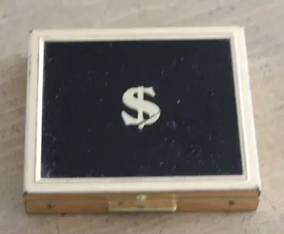 Vintage Metal Coin Holder Petty Cash Box Tin Yellow Gold Tone • $7