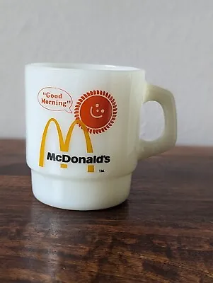 Vintage McDonalds Milk Glass Coffee Mug Good Morning Fire King Anchor Hocking • $10