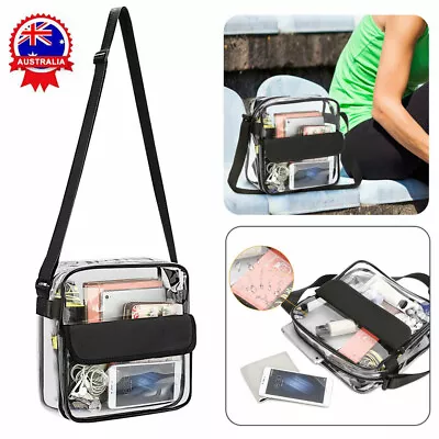Plastic Clear Tote Bag Women Transparent Handbag Zip Purse Stadium Security AU • $17.85