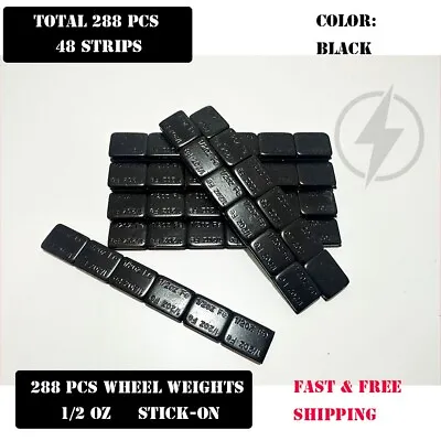 1 Box 1/2 Oz Black Wheel Weights Stick-on Adhesive Tape Lead-free 288 Pcs • $26.99