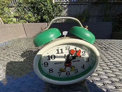 Vintage Mickey Mouse Walt Disney Avronel Alarm Clock. Manual Wind-Up Mechanism • $100.85