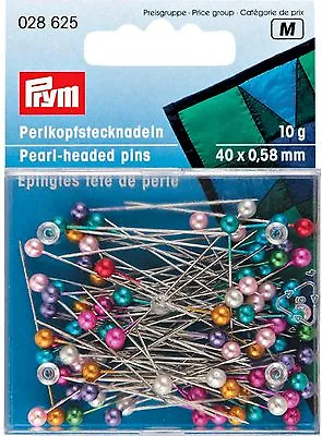 Prym Pearl-headed Pins Multi 10g 40 X 058mm Sewing/crafts Etc (028 625) • £4.99