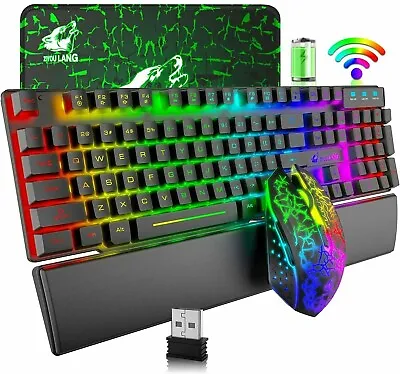 $46.45 • Buy Wireless Gaming Keyboard And Mouse Rechargeable Rainbow Backlit Waterproof USB