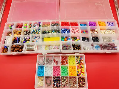 Mixed Craft Beads Lot Jewelry Making Mix Variety Of Beads With Containers • $16.99