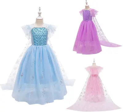2019 New Release Girls Frozen 2 Elsa Costume Party Birthday Dress Size 2-10Yrs • $12.95