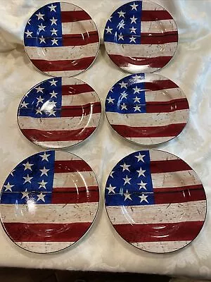 Set Of 6 “COLONIAL”  Salad Plates WARREN KIMBLE For Sakura American Flag • $74.99