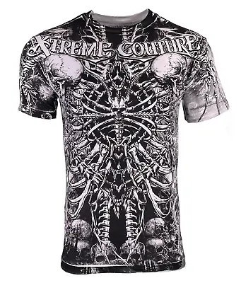 Xtreme Couture By Affliction Men's T-Shirt CATACOMBS White Skull Biker S-5XL • $26.95