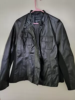 Metaphor Women's Faux Vegan Leather Moto Biker Jacket Black Zipper Sz 1X • $17.95