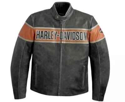 Men's Harley Davidson Victory Lane Distressed MOTORCYCLE Leather Jacket • $149.96