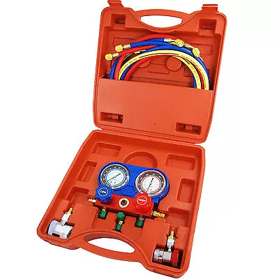 Pro Air Conditioning AC Diagnostic A/C Manifold Gauge Tool Kit Refrigeration Set • £41.95