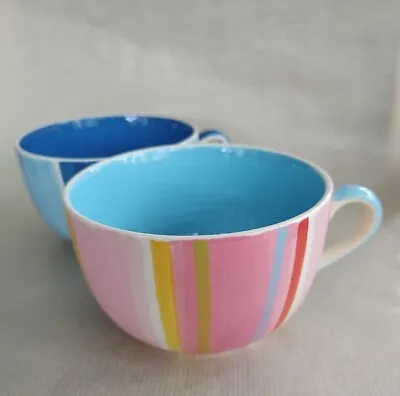Whittard Of Chelsea Pair Of Large Cappuccino Cups Bold Stripes • £14