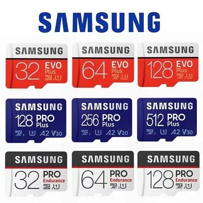 Micro SD Card SamSung Evo Plus 32GB 64GB 128G 256G Class 10 Pro Endurance Memory • $49.95