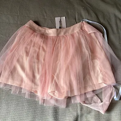 Missguided Blush Pink Tulle Tutu Style Tie Front Floaty Shorts Size 10 BNWT  • £1.99