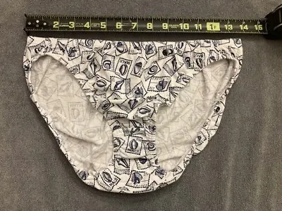 Vintage Partners White & Blue Cotton UNISEX Novelty Bikini Panties Size: 8 • $8.95