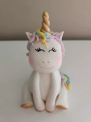 $24.99 • Buy Happy Baby Face Edible Fondant Unicorn Cake Topper Soft Pastel..