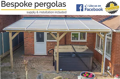 Timber Supported Lean To Roof EVA Pergola Carport - VARIOUS SIZES - QUOTES • £1