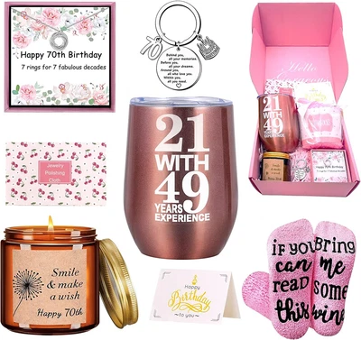 70th Birthday Gifts For Women Unique Personalised Gift Basket For Mum • £24.99