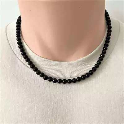 Mens Black Onyx Beaded Long And Short 6mm Necklaces • $28