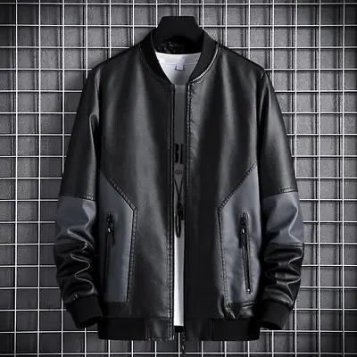 Spring/Autumn Men's Jacket Korean Slim Baseball Collar PU Leather Coat • $45.19