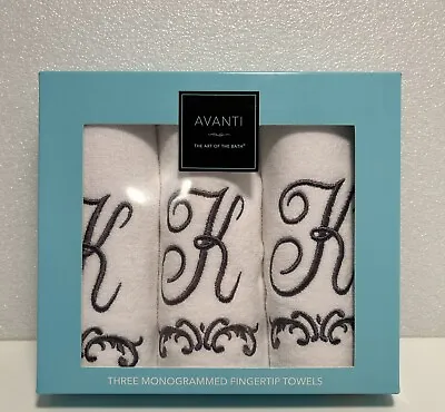 Avanti Monogrammed Fingertip Towels Letter K Set Of 3 NEW • $11.99