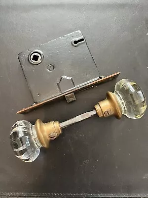 Antique Mortise Lock With Glass Door Knobs • $38