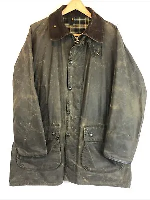 $335 • Buy Barbour 3 Crest Border Jacket Size 44 XL Waxed With Liner C44 A200 Vintage